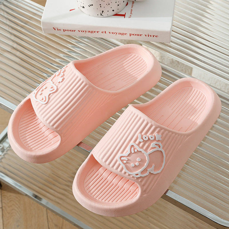 Cute Cat Slippers Summer Women Home Shoes Bath Thick Platform Non-Slip Slides Indoor Outdoor - Carvan Mart Ltd