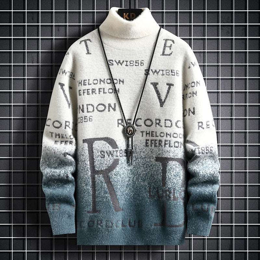 Gradient Mink Fleece Turtleneck Sweater For Men - Carvan Mart Ltd