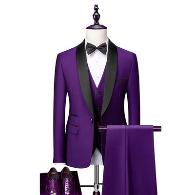 Men 3 Piece Suit Set Men Wedding Suits Groom Tuxedos - Carvan Mart