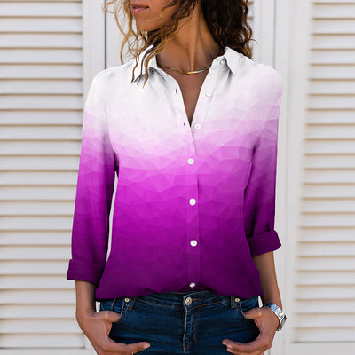 Women's 3D Digital Printing Polo Collar Top Youth Simplicity Casual Ladies Shirt - Carvan Mart