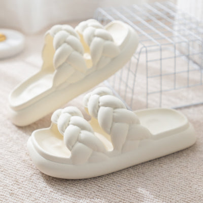 Women Shoes Non-slip Double Woven Design Bathroom Slippers - Carvan Mart