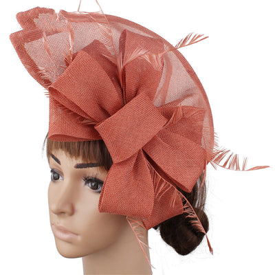 Fascinator Hat Wind Cover Mesh Fashion Bride Wedding Hat - Dark pink - Women's Hats & Caps - Carvan Mart