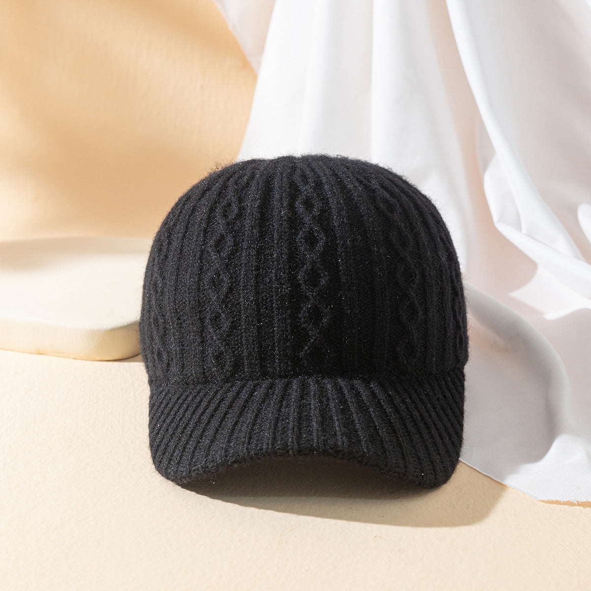 Women's Knitted Wool Keep Warm Solid Color Light Plate Peaked Cap - Carvan Mart