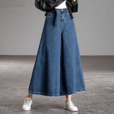 Drop Wide Leg Jeans Skirt Women - Blue - Women's Jeans - Carvan Mart