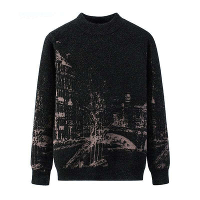 Winter Round Neck Long Sleeve Pullover Thick Sweater - 601256black - Men's Sweaters - Carvan Mart