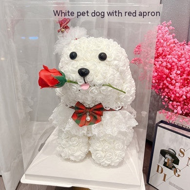 Rose Dog Home Ornaments Gift - White And Red Bow Tie - Gift - Carvan Mart