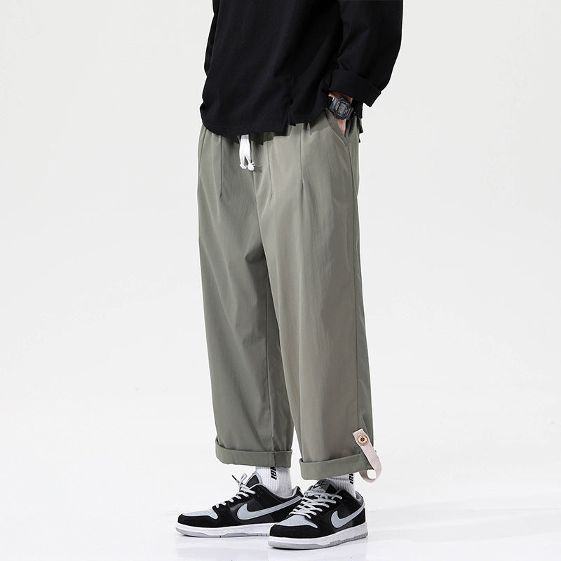 Solid Color Versatile Hip Hop Loose Drape Trousers - Green - Men's Pants - Carvan Mart