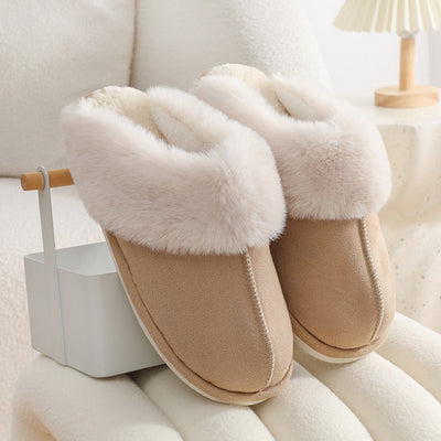 Winter Warm Plush Slippers Fur Slippers Comfy Non-Slip Bedroom Fuzzy Shoes - Brown - Women's Slippers - Carvan Mart