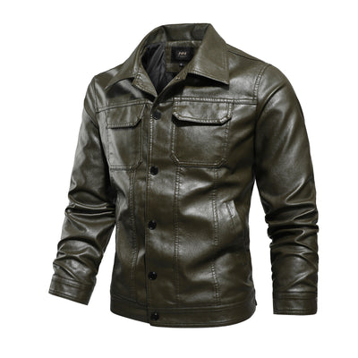 Men's Spring And Autumn Workwear Leather Jacket - Carvan Mart