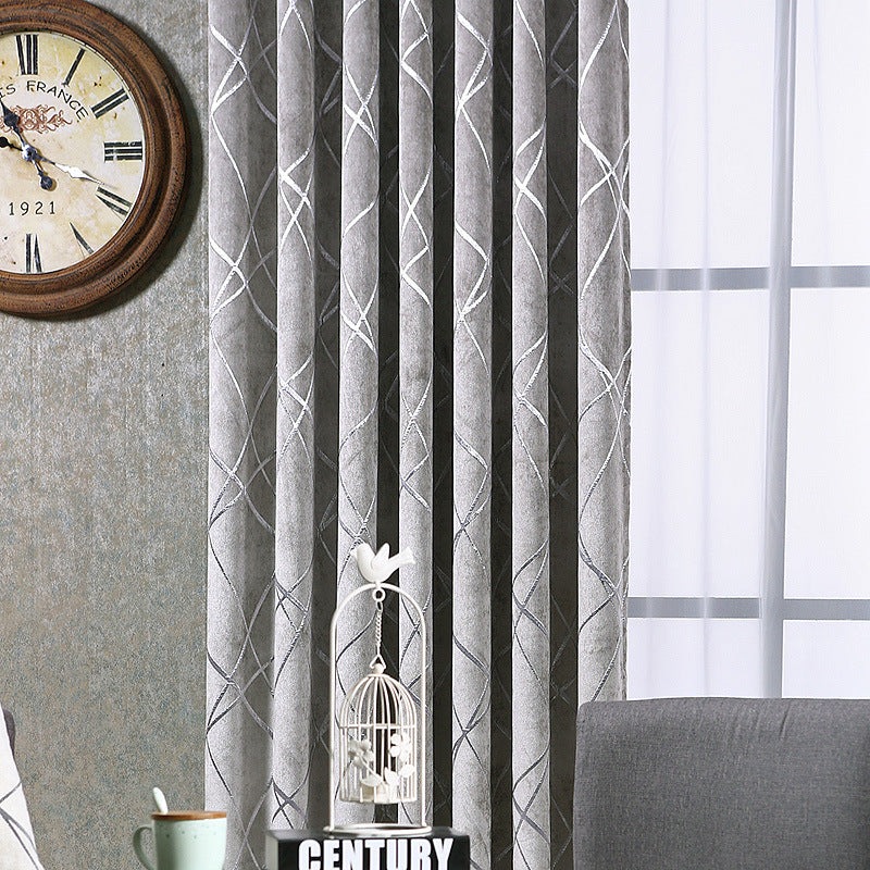 Solid Color Simple Modern Light Luxury Living Room Chenille Blackout Curtains - Carvan Mart