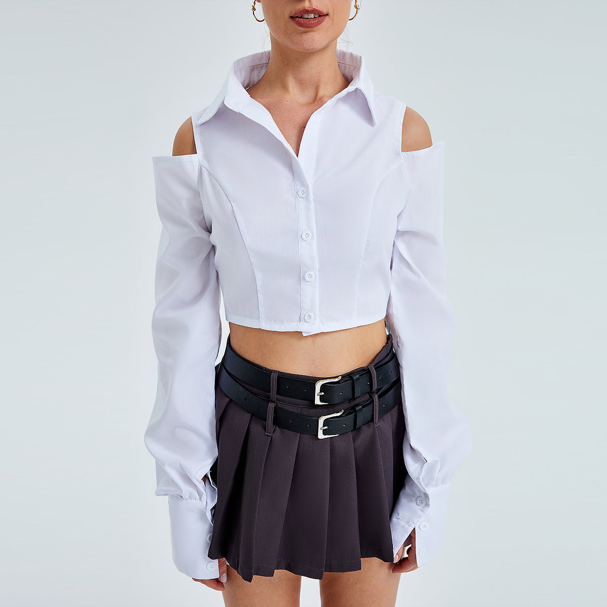 Women's Shirt Slim-fit Fashion Off-shoulder Loose Long-sleeve Shirt - Carvan Mart