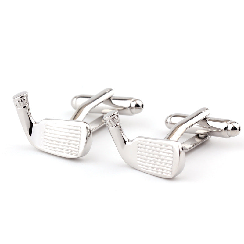 Golf Racket Shape Plain Metal French Shirt Men's Cufflinks - - Men's Jewelry - Carvan Mart