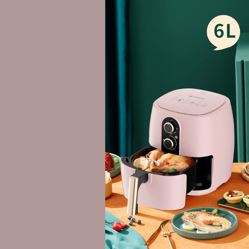 Household Intelligent Multi-function Oil-free Large-capacity Air Fryer - Pink 6L - Air Fryers - Carvan Mart