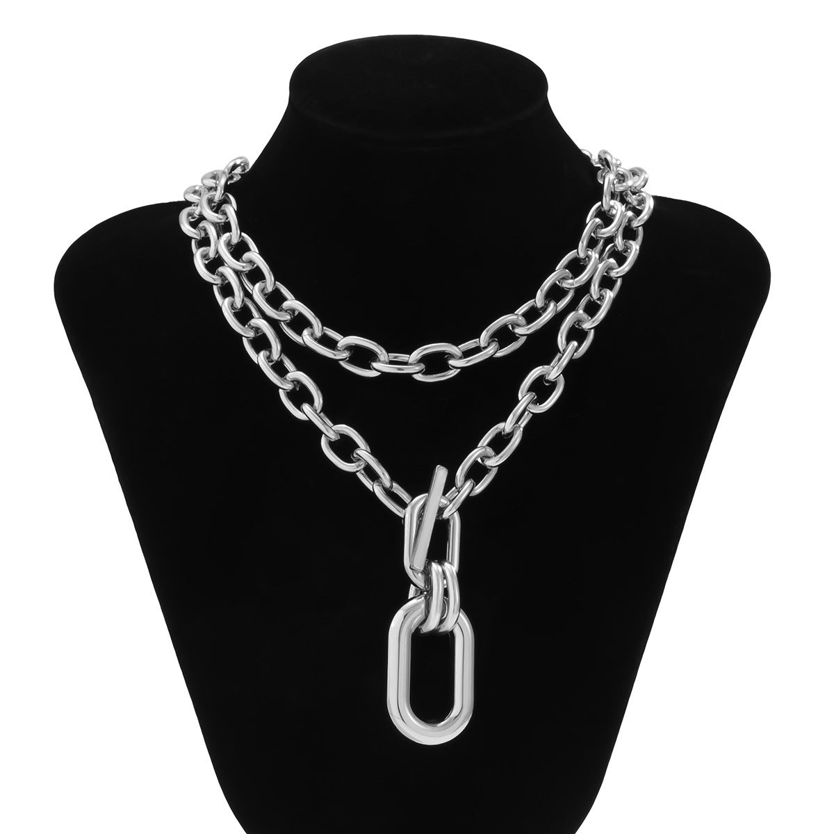 Geometric Metallic Aluminum Chain Multi-layer Necklace - Carvan Mart