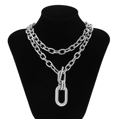 Geometric Metallic Aluminum Chain Multi-layer Necklace - - Necklaces - Carvan Mart