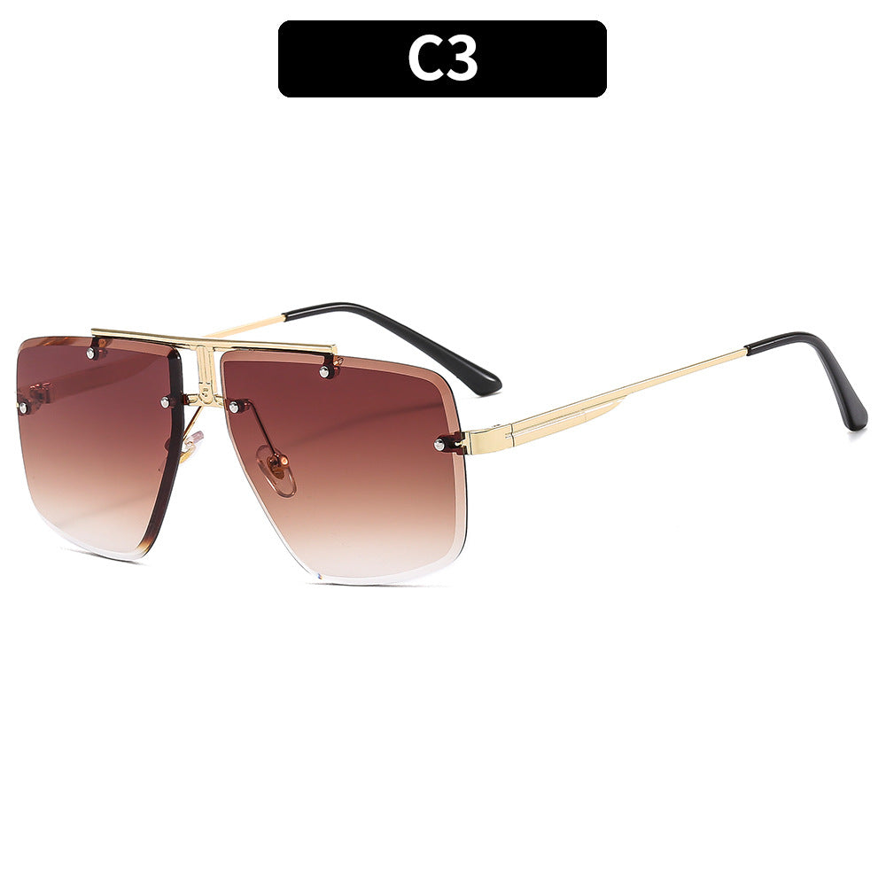 Sunglasses Square Frame Retro Men - Gold frame double tea - Men's Sunglasses - Carvan Mart