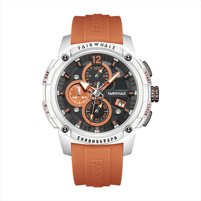 Men's Quartz Multifunctional Watch Minimalism Waterproof High-end - White Shell Orange Noodles - Men's Watches - Carvan Mart