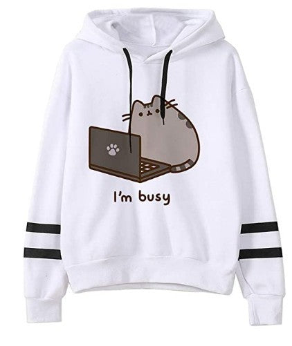 Fleece Hoodie Loose Casual Hoodie - E White - Women Hoodies & Sweatshirts - Carvan Mart