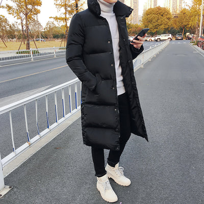 Long Cotton-padded Jacket With Stand-up Collar Over-knee - Carvan Mart