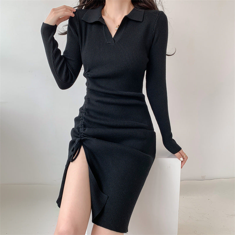 Women's Jumper Dress Knitted Dress - Black - Dresses - Carvan Mart