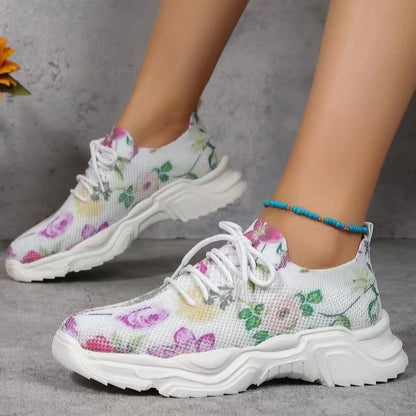 Flyknit Casual New Running 3D Printed Flowers Slip-on Light Running Shoes - Carvan Mart Ltd