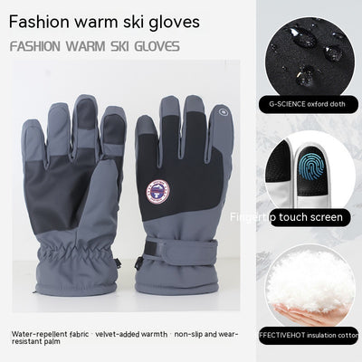 Autumn And Winter Warm Ski Gloves Touch Screen Waterproof - Men's Average Size Gray Average Size - Men's Gloves - Carvan Mart