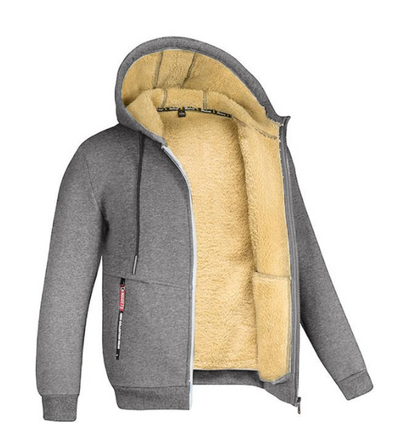 Men's Hooded Fleece Plus Thick Lamb Fleece Hoodie Cardigan Jumper Jacket - Carvan Mart