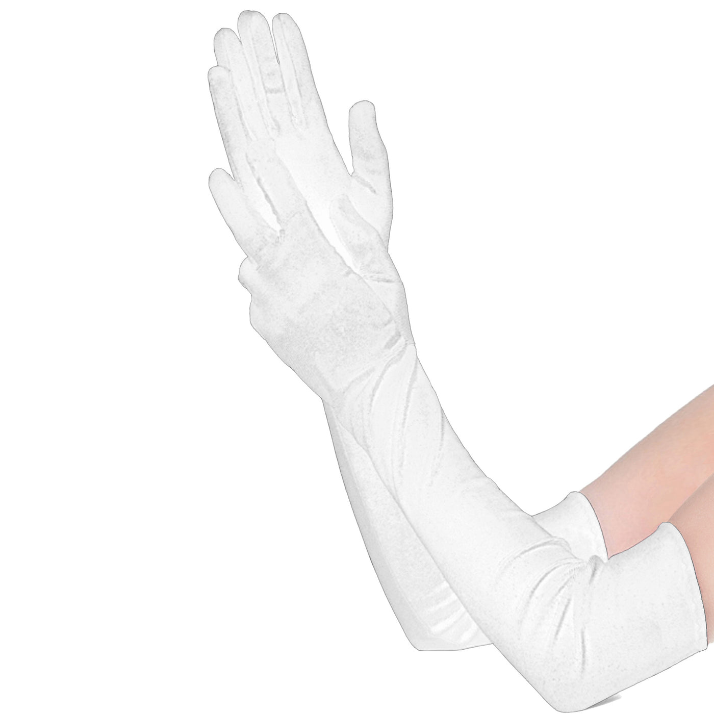 53cm Warm Gold Velvet Gloves - White Average Size - Women Gloves & Mittens - Carvan Mart