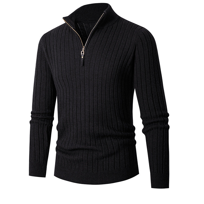 Men's Long-sleeved Half-turtleneck Zip-up Sweater - Carvan Mart