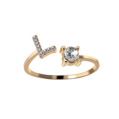 Letter Ring Fashion Jewelry Elegant Rings - Gold L - Women's Rings - Carvan Mart