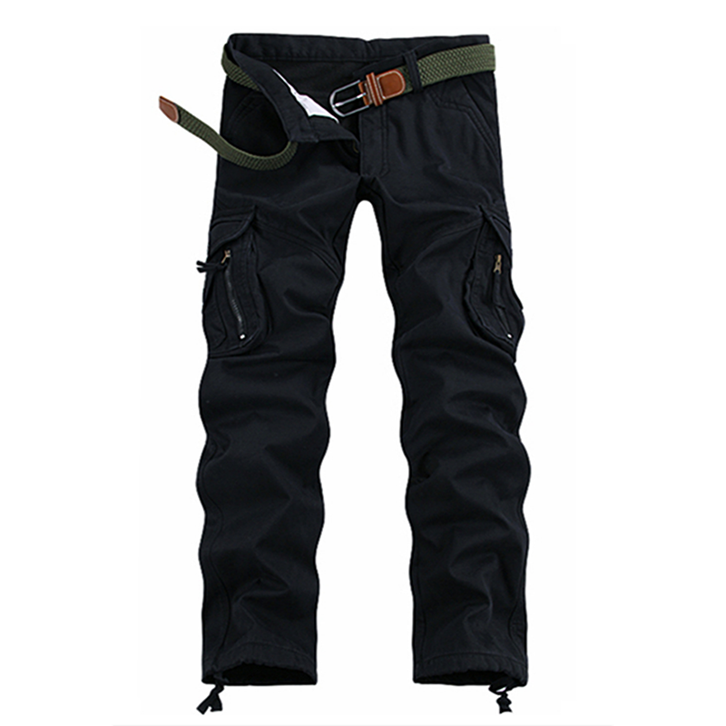 Men's All-Season Cotton Cargo Pants - Durable Outdoor and Military Style - Black - Men's Pants - Carvan Mart