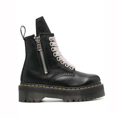 Thick Bottom Litchi Pattern Dr Boots Side Zipper