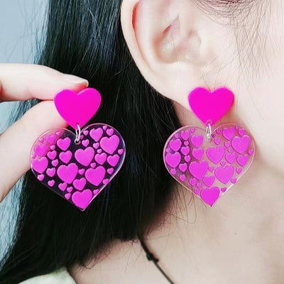 Rose Red Love Heart Stud Earrings - Carvan Mart