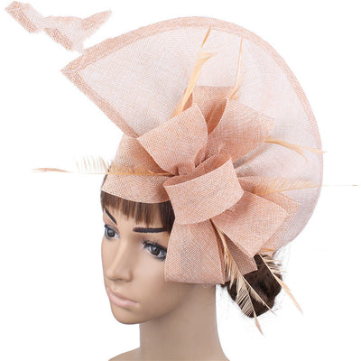 Fascinator Hat Wind Cover Mesh Fashion Bride Wedding Hat - Champagne - Women's Hats & Caps - Carvan Mart