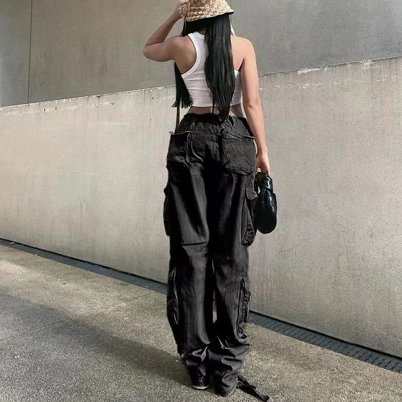 Women's High-Waist Cargo Pants - Stylish Baggy Trousers with Pockets - Carvan Mart