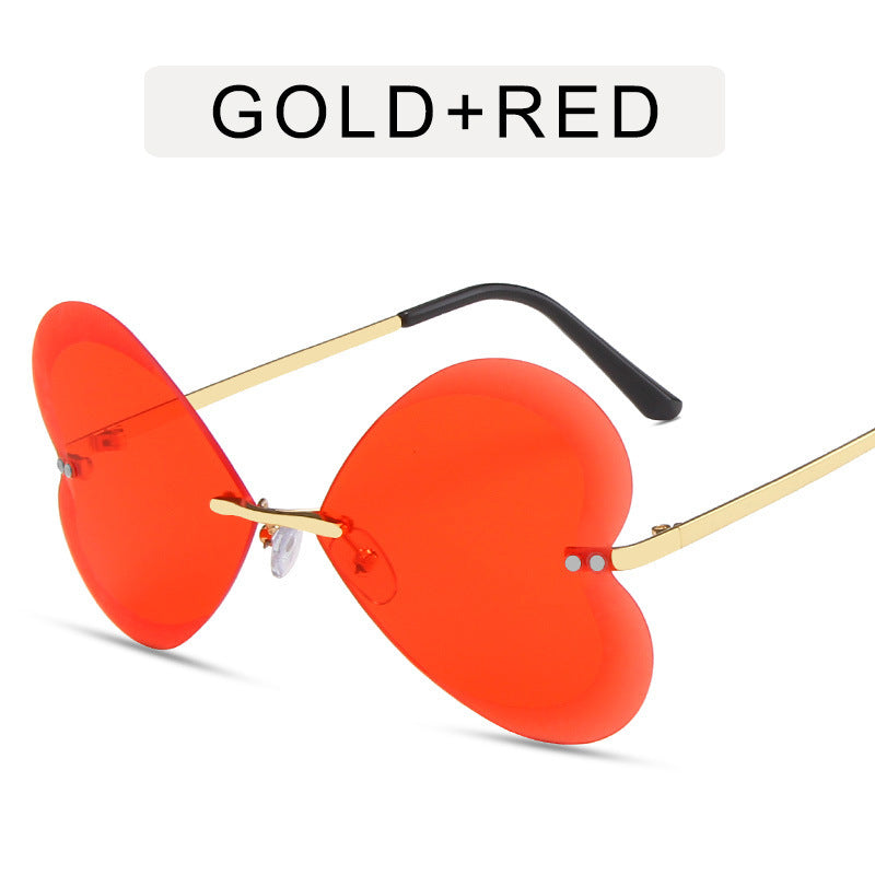 Retro Trend Love Personality Metal Sunglasses Women - Red slice - Women's Sunglasses - Carvan Mart