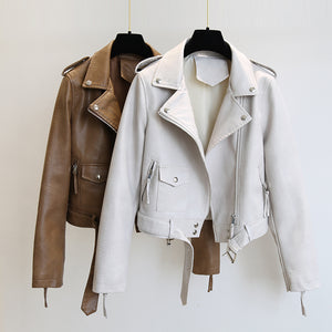 Women's Short Leather Jacket - Carvan Mart
