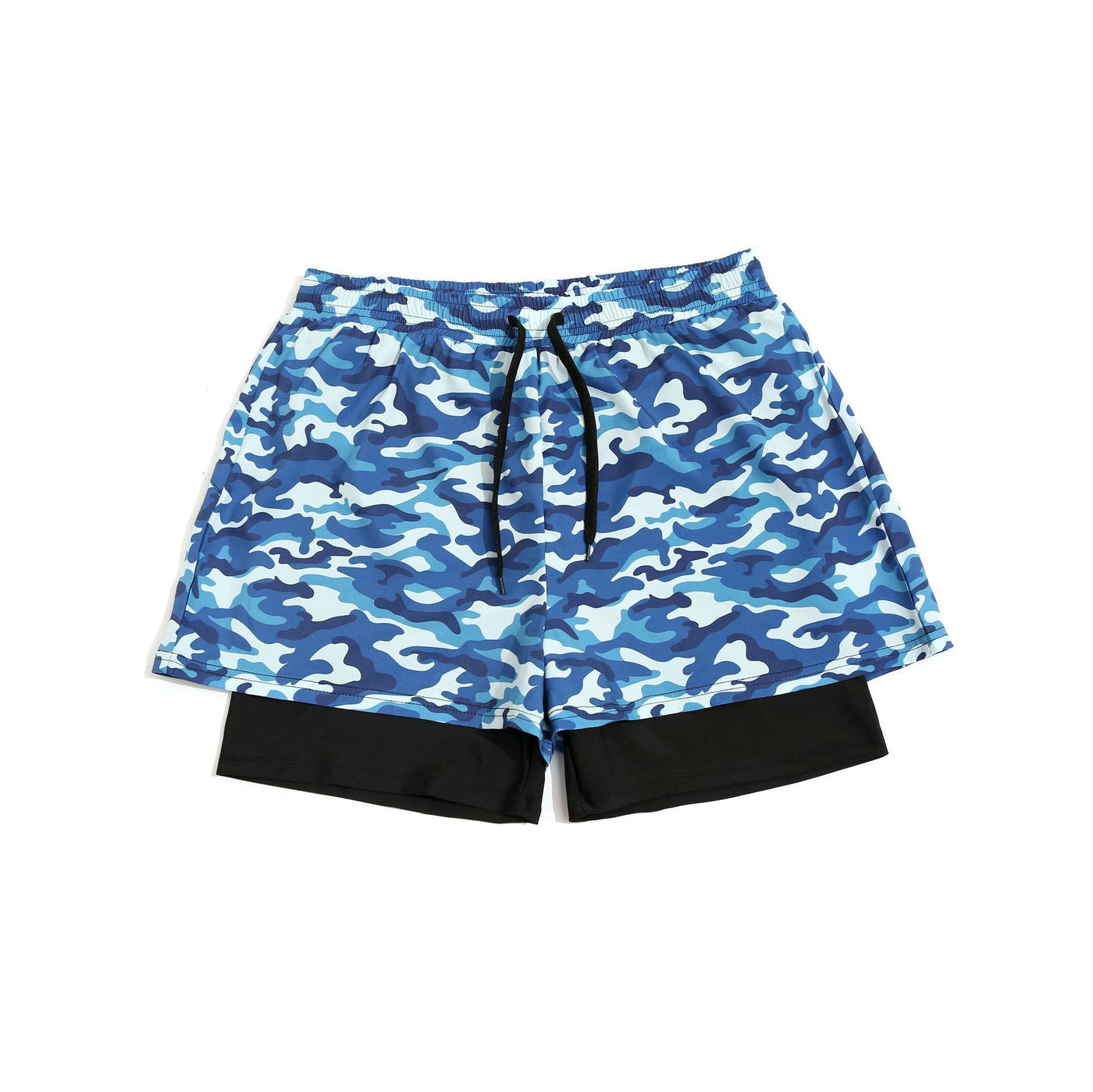 Loose Swimming Trunks Men's Summer Printed Double Layer Beach Shorts - Blue 1 - Men's Shorts - Carvan Mart