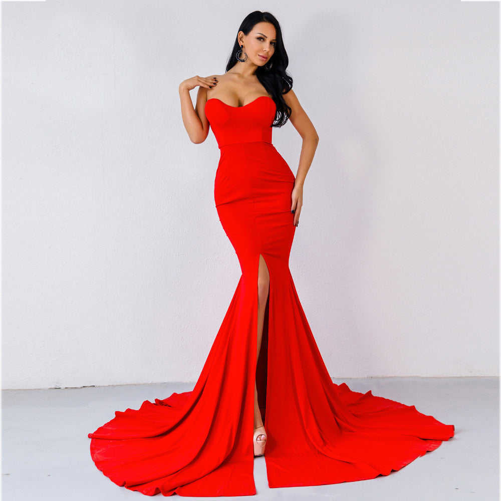 Long Evening Dress Off-the-shoulder Elegant Dress Party - Carvan Mart