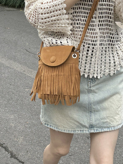 Trendy Boho Fringe Crossbody Handbag - Stylish Tassel Design for Women - - Shoulder Bags - Carvan Mart