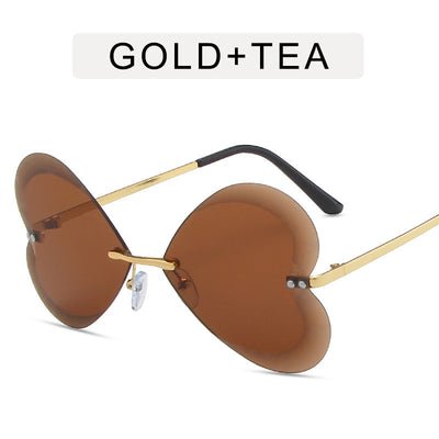 Retro Trend Love Personality Metal Sunglasses Women - Tea slices - Women's Sunglasses - Carvan Mart