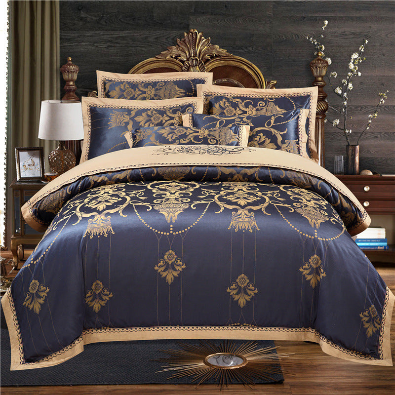 European Style Jacquard Cotton Embroidery Quilt Cover - Milan night beigee - Bedding Sets - Carvan Mart