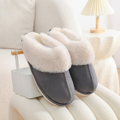 Winter Warm Plush Slippers Fur Slippers Comfy Non-Slip Bedroom Fuzzy Shoes - Dark Grey - Women's Slippers - Carvan Mart