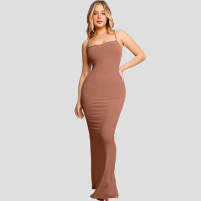 Women's Shapewear Dress Suspender Tight Long Skirt Chest Pad Bodysuit Dress - Brown - Dresses - Carvan Mart