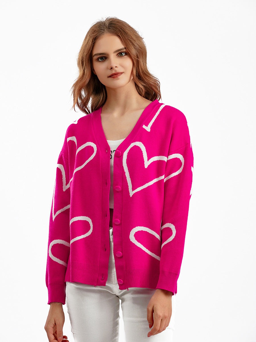 European And American Knitwear Sweater Love Short Cardigan - Carvan Mart Ltd