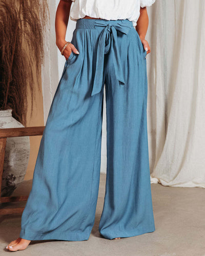 Chic High Waist Culottes - Versatile Wide Leg Pants - Blue - Pants & Capris - Carvan Mart