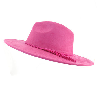 Jazz Women's 10cm Brim Suede Peach Top Tassel Hat - Rose Red M56 58cm - Women's Hats & Caps - Carvan Mart