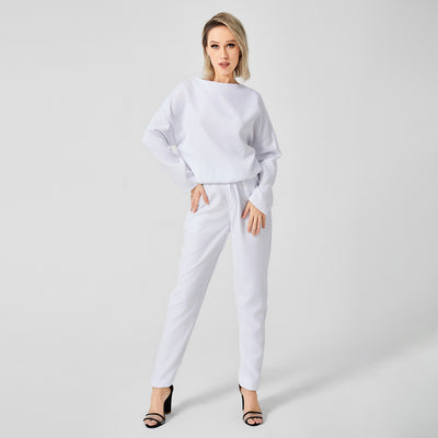 Stylish Sweater Two Piece Long Pants Set for Women - Comfortable Outfit - White - Sweaters - Carvan Mart