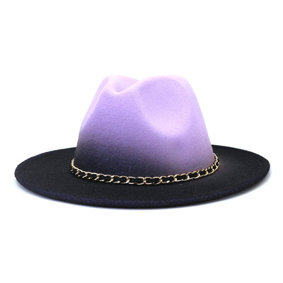 Painted Woolen Flat Brim Autumn And Winter British Style Fashion Fedora Hat - Carvan Mart