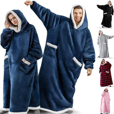 Winter TV Hoodie Blanket Women Men Oversized Pullover With Pockets - 